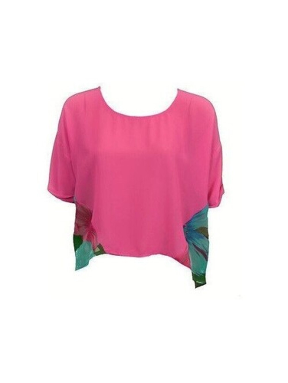 Cotton Candy Womens Pink Hawaiian Floral Blouse Short Sleeve Top Sz Medium *NEW*